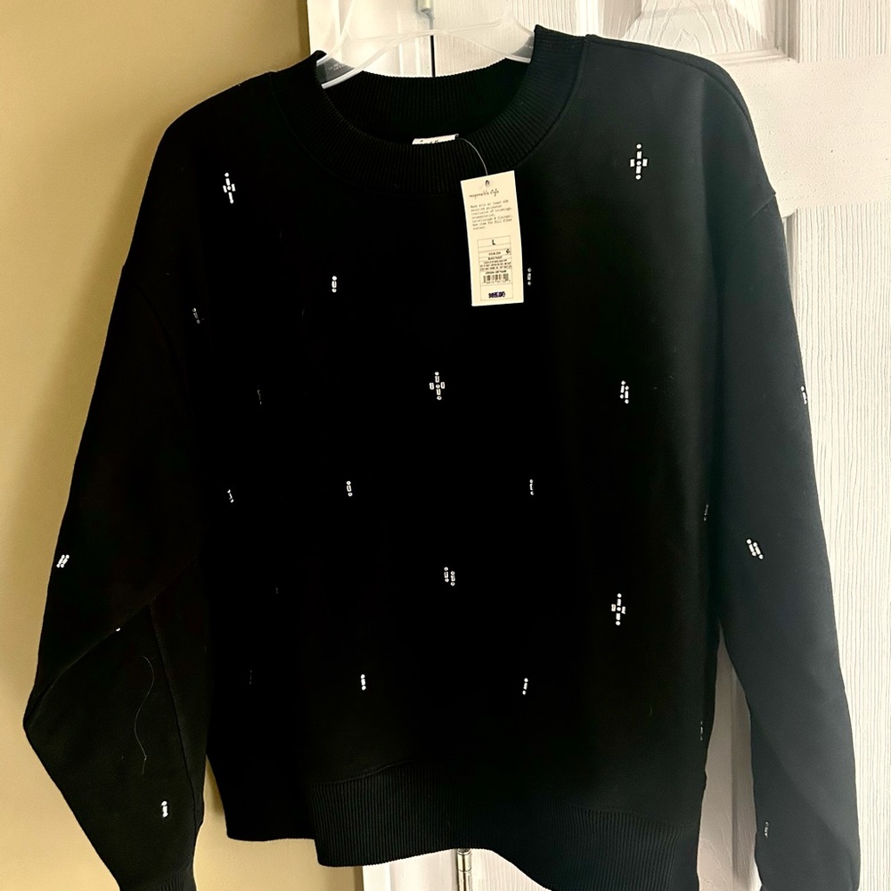 Black Sweater with White Accents